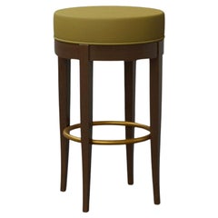 Stool Made of Solid Cherry Wood with Brass Footrest, by Morelato