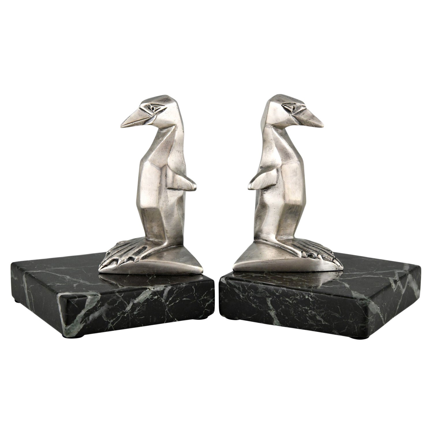 Art Deco bronze penguin bookends Gaston H Bourcart France 1930