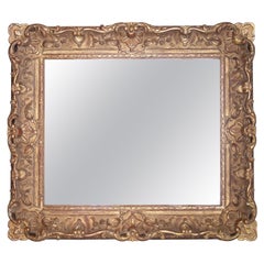 Neoclassical Empire Rectangular Gold Hand Carved Wooden Mirror, Spain, 1970