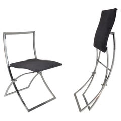 Chaises pliables italiennes Marcello Cuneo chromées des années 1970