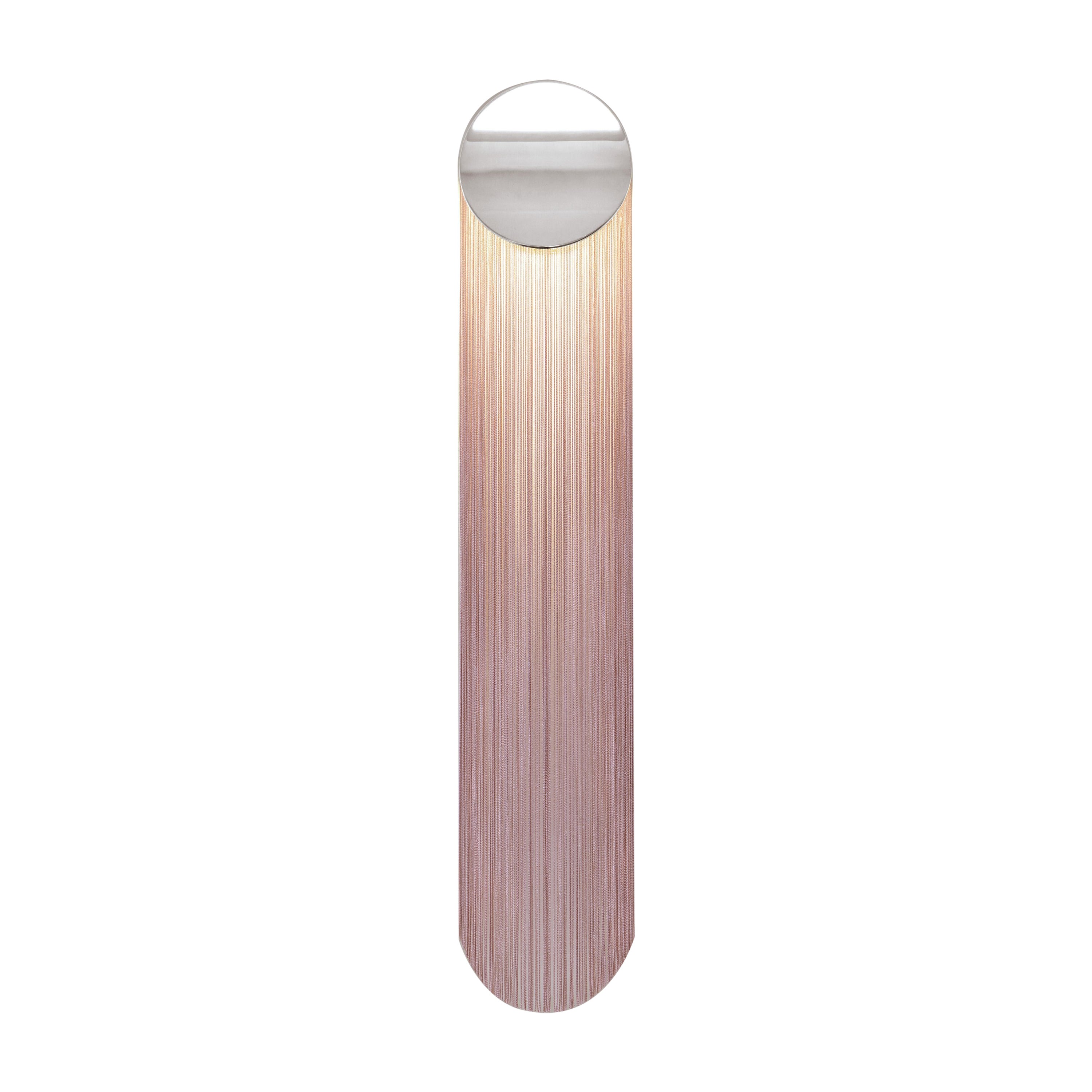 Cé Petite Chrome Tender Pink Rayon Fringes Wall Sconce by Studio d'Armes