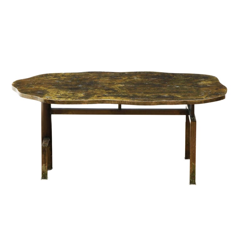 Philip & Kelvin LaVerne Rare "Turtle Coffee Table" 1966 'Signed' For Sale
