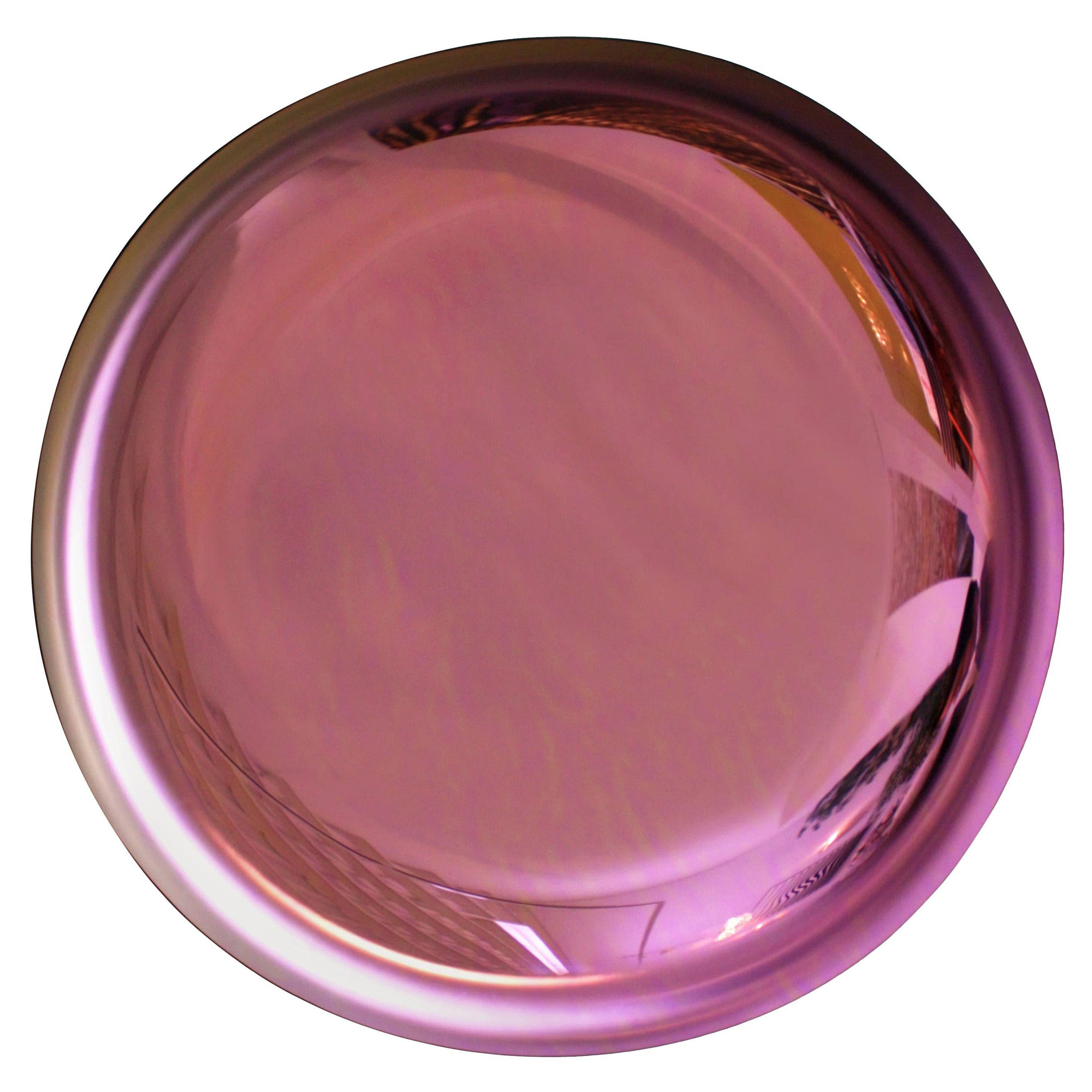 Miroir français moderne sculptural en verre rose concave en vente