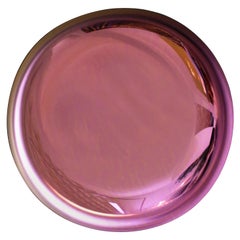 Miroir français moderne sculptural en verre rose concave