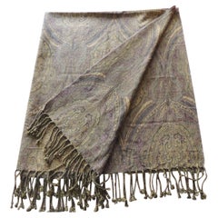 Yellow Woven Cotton Paisley Throw with Fringes