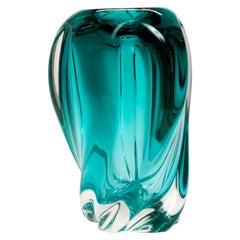 Green Swirl Skrdlovice  Bohemian/Czech "Adromeda" Vase