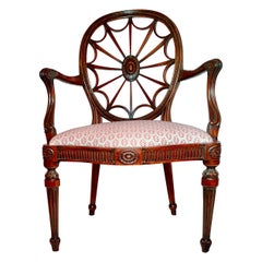 Antique English Mahogany Round-Back Elbow Chair, Circa 1875-85