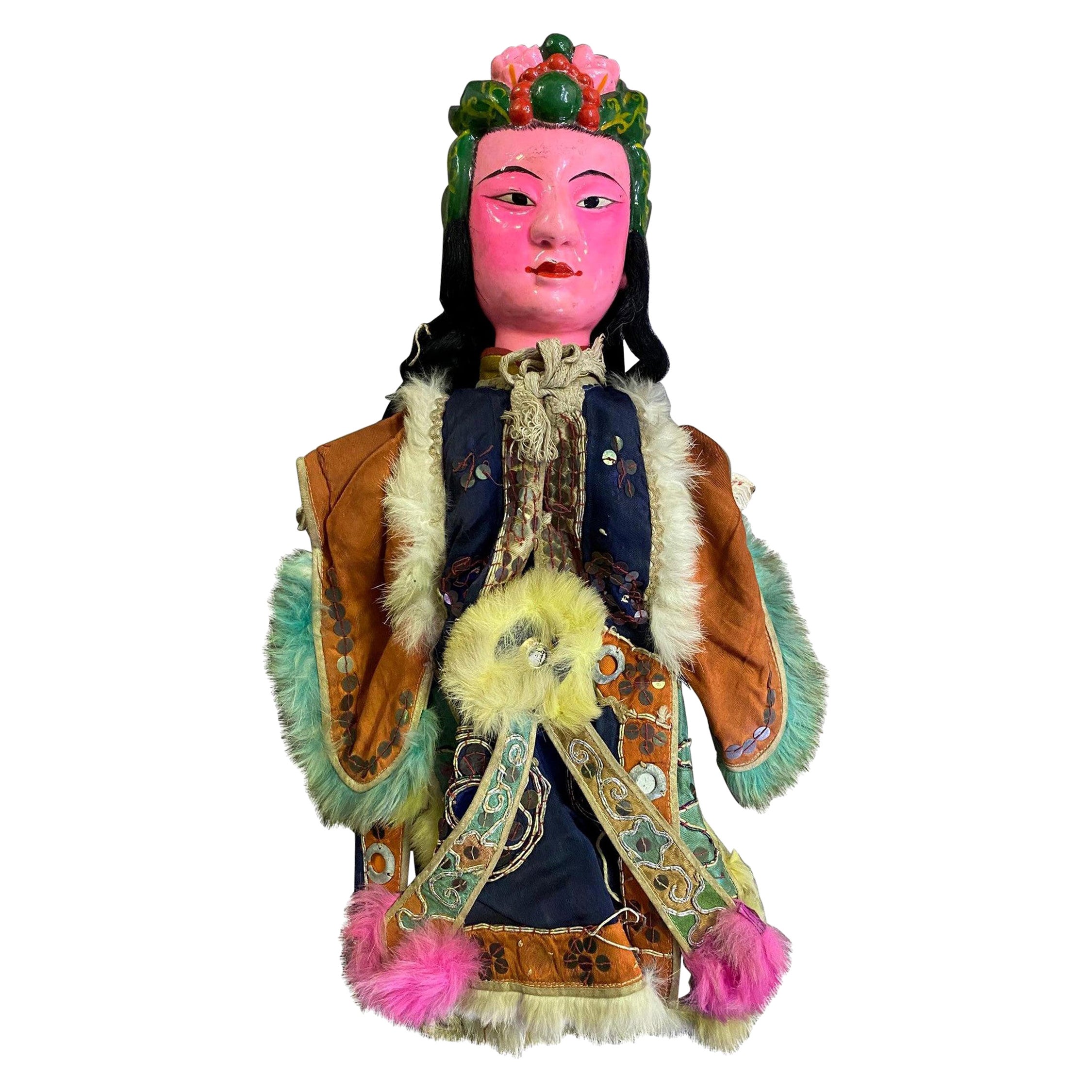 Chinese Peking Opera Theatre Puppet Marionette Doll, Early 1900s For Sale