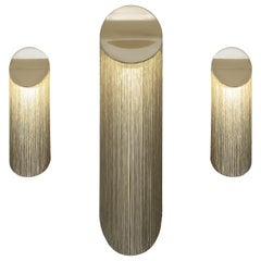 Cé Petite 12K Gold Wall Sconce Verdigris 'Green' Rayon Fringes by Studio d'Armes