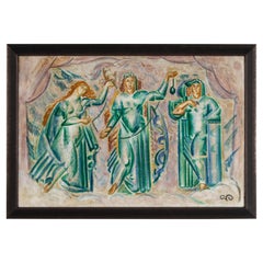 "The Three Fates, " Superb, High-Style Art Deco Painting by Pauli, Sweden
