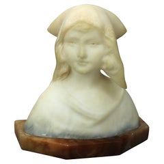 Antique Italian Carved Marble Sculpture Bust of Joan of Arc, Circa 1890