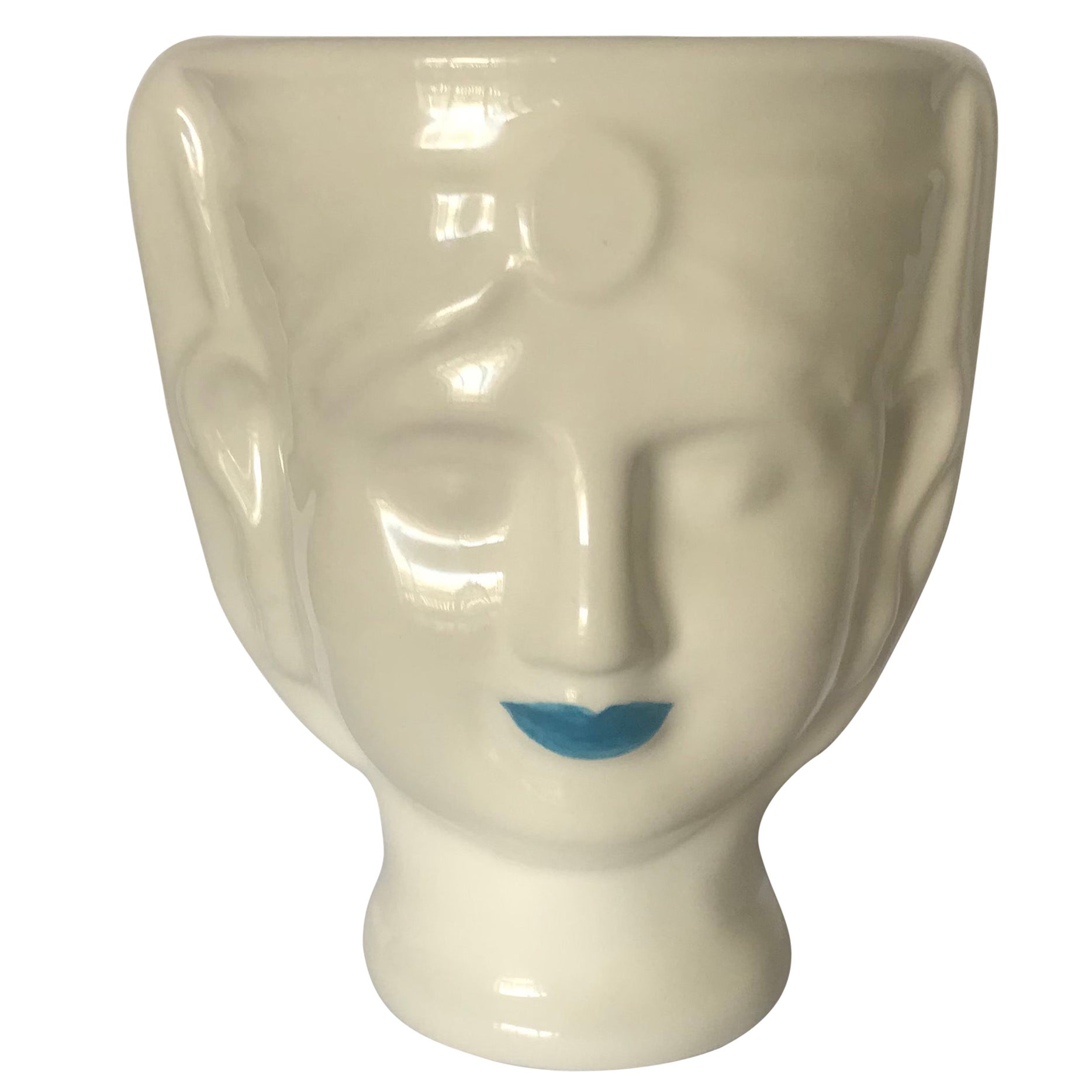 21e siècle, vase en céramique sicilienne à motif de tête de moor, fabriqué à la main en Italie