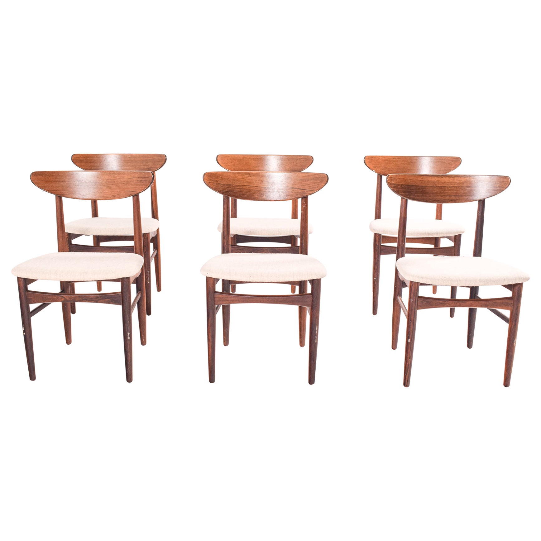 Set of Six Rosewood Dining Chairs by EW Bach for Møbelfabrik, 1960s