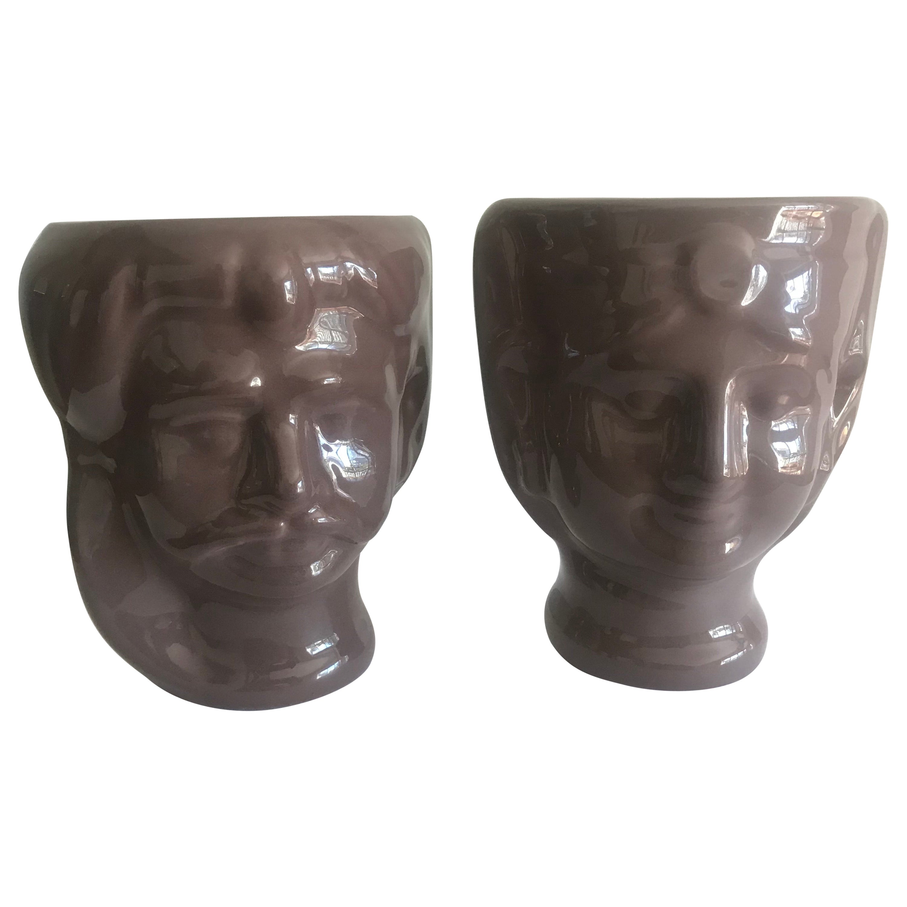 21st Century, Sicilian Moor's Head Design Ceramic Vase Handmade Made in Italy For Sale