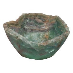 Contemporary Freeform Fluorite Green and Purple Banded Bowl