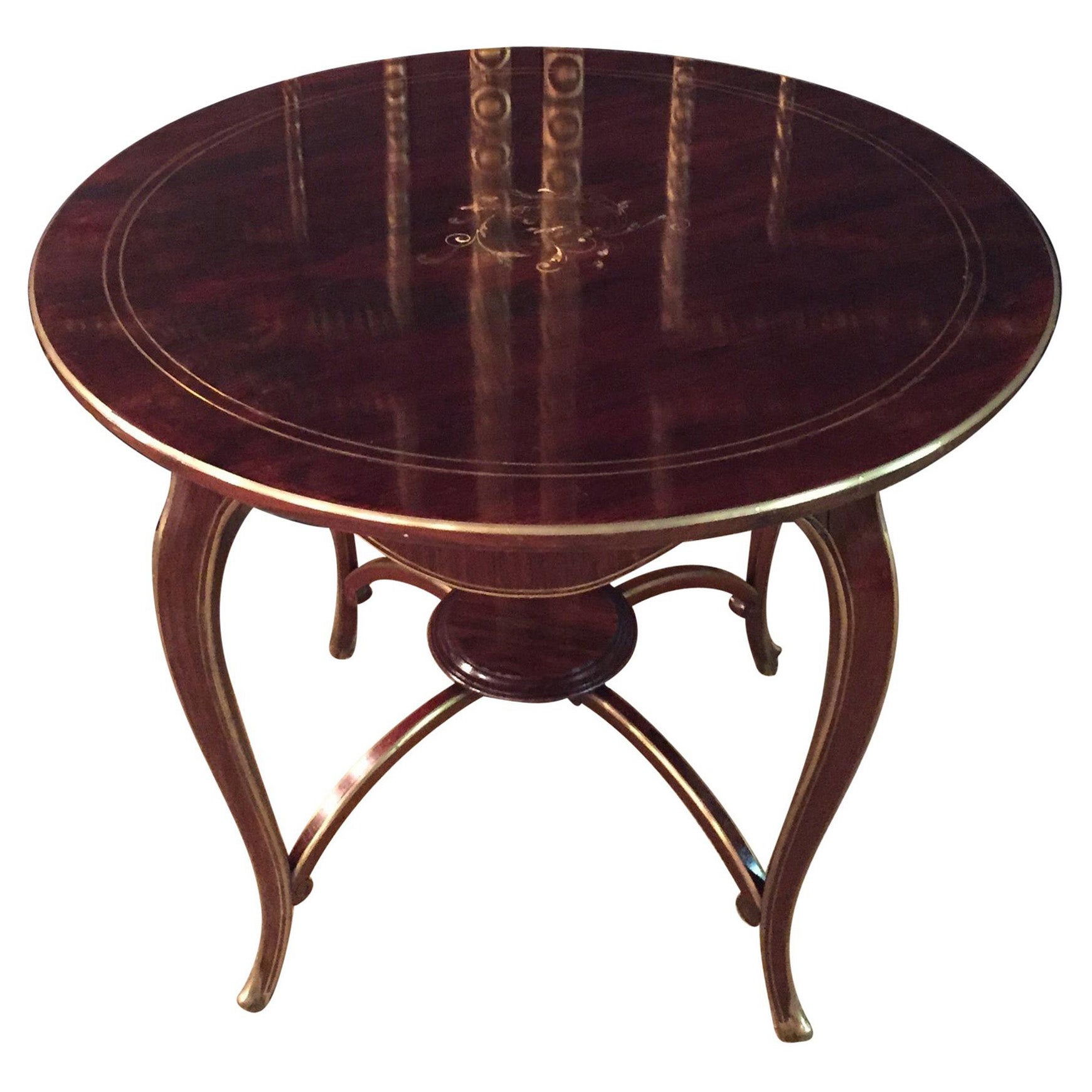 Biedermeier-Tisch aus Mahagoni mit Intarsien aus Perlmutt, 1870