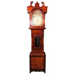 English Grandfather Clock antique 19th Century with a Mahogany veneer Case
