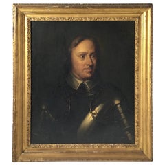 Early 19th Century Oil on Canvas Portrait of a Man in Armour