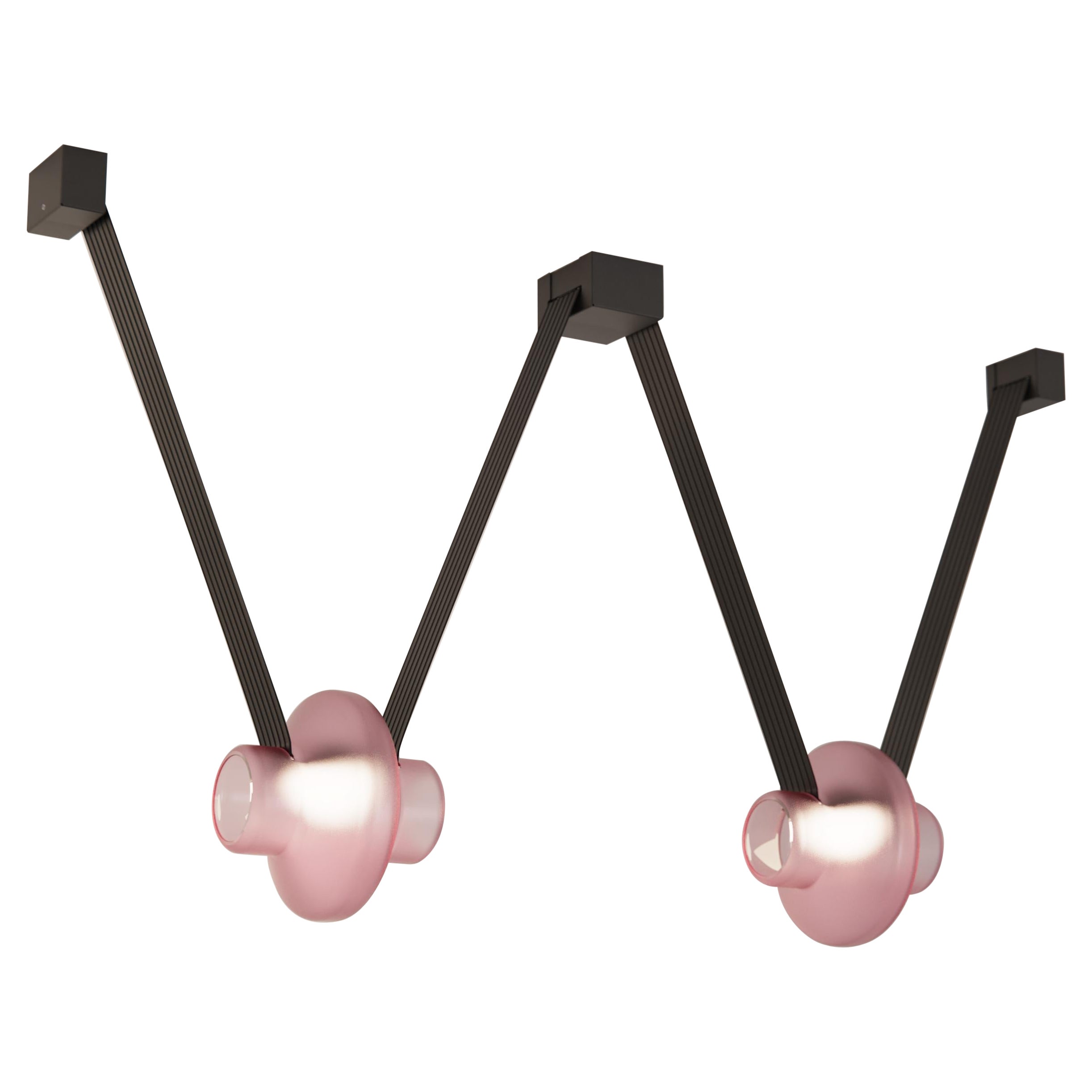 Etat-des-Lieux Pink Glass 2B Pendant, Contemporary Adaptive Lighting System For Sale