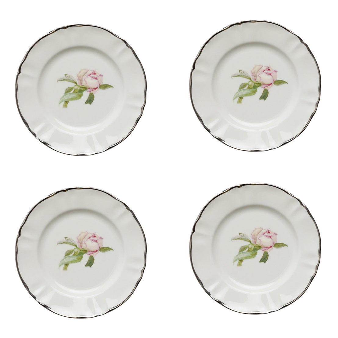 Bocci di Peonia Set of 4 Bread Plates by Paola Caselli