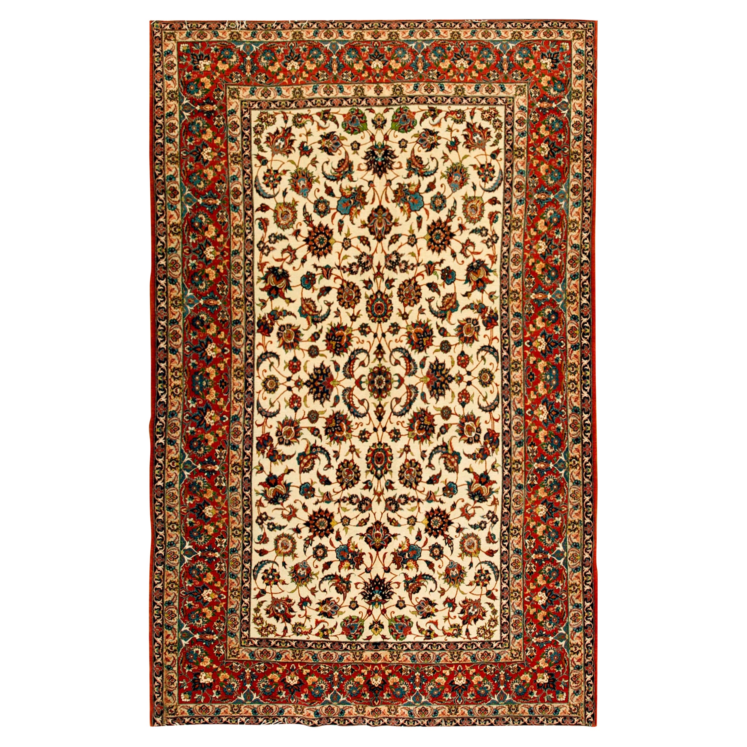 Persischer Isfahan-Teppich aus der Mitte des 20. Jahrhunderts ( 5'1" x 7'11" - 155 x 240) im Angebot