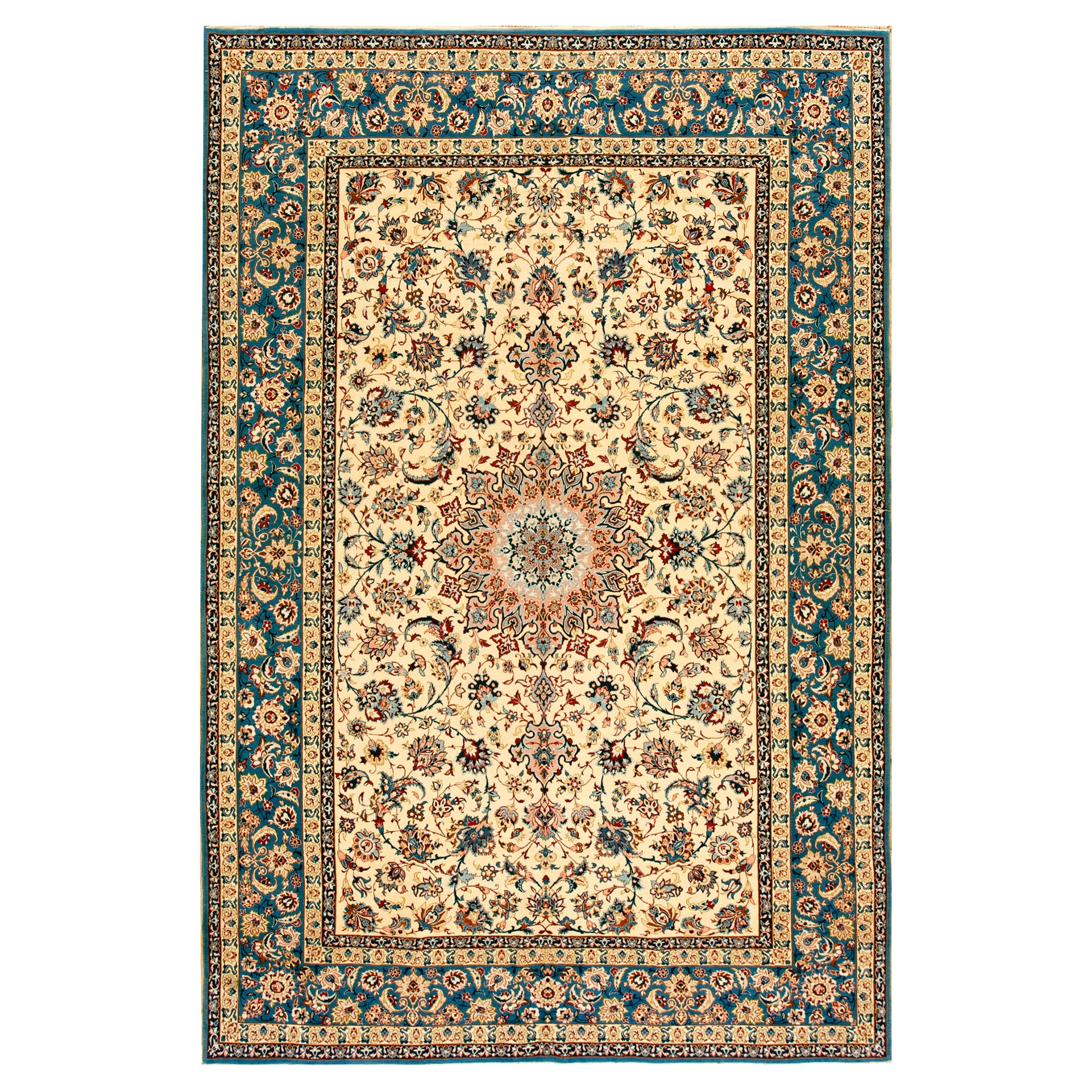 Antique Persian Isfahan Rug 7' 0" x 10' 5"  For Sale