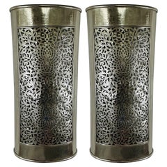 Vintage Moroccan Style Silver Wall Sconce, a Pair