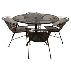 Set of 5 Piece Round Patio Garden Dining Table and 4 Arm Chairs