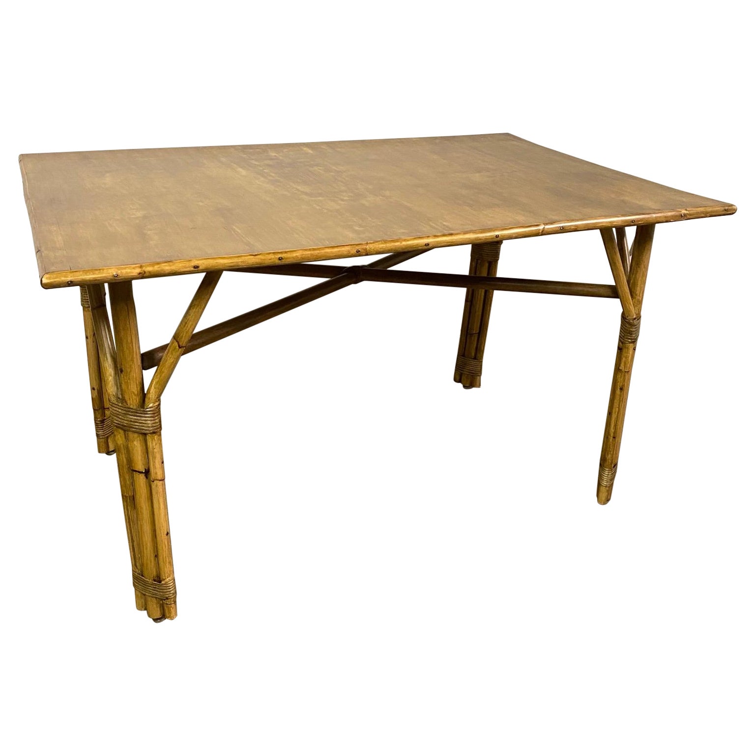 Vintage Mid-Century Modern Rattan Desk or Table