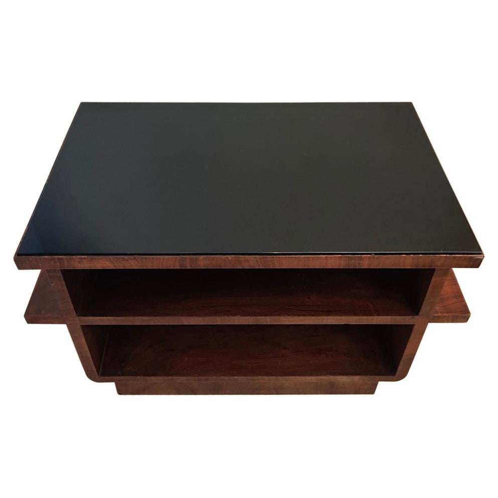 Osvaldo Borsani Tavolino da caffè in vetro opalino nero Wood 1930 Italia