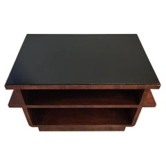 Osvaldo Borsani Coffee Table Black Opal Glass Wood 1930 Italy