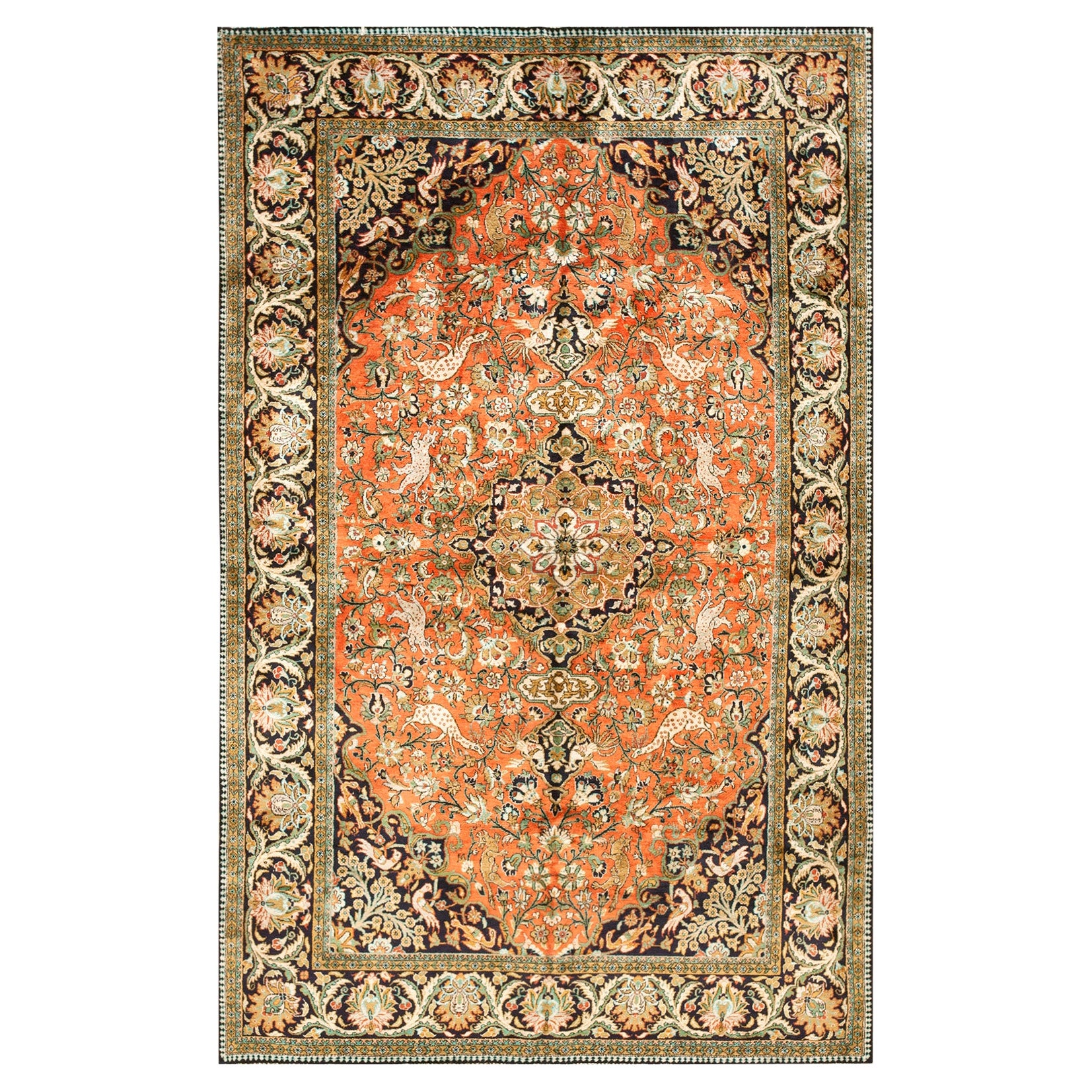 Antique Persian Qum Silk Rug 4' 7" x 7' 4"  For Sale