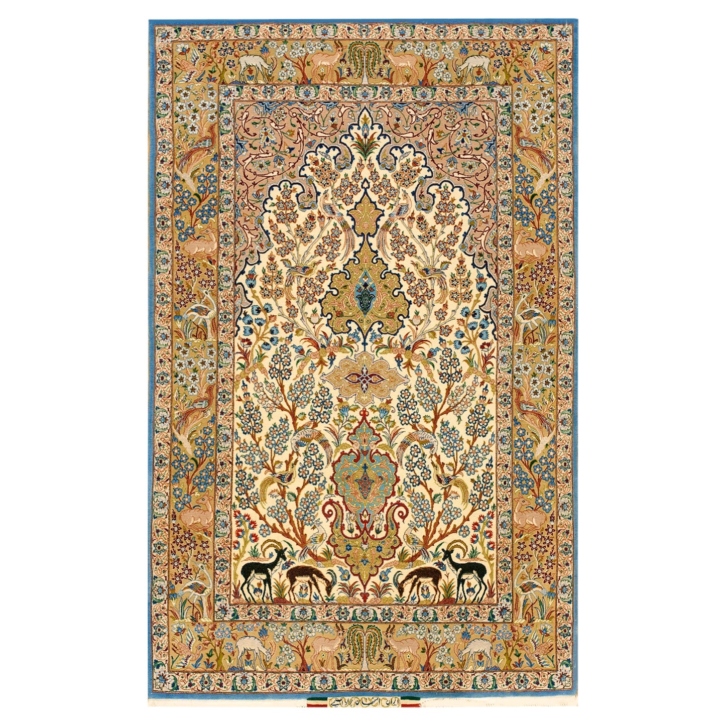 Alfombra persa Isfahan de mediados del siglo XX ( 3'7" x 5'8" - 110 x 173 )