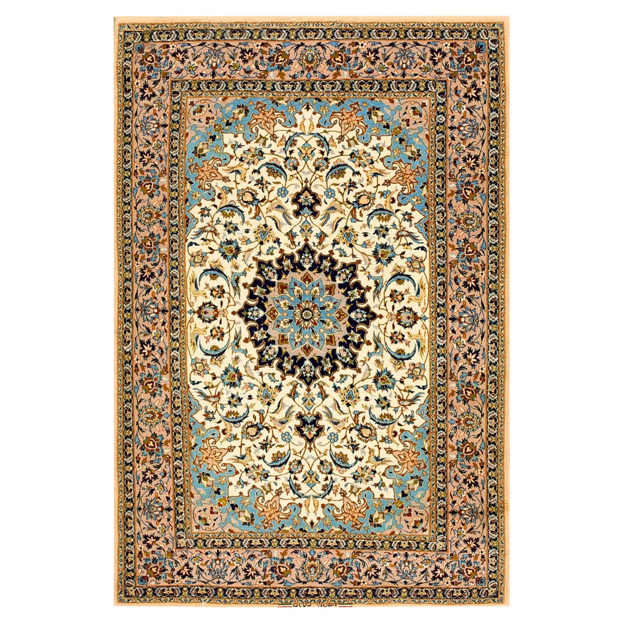 Antique Persian Isfahan Rug 3' 7'' x 5' 5''  For Sale