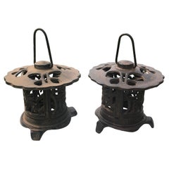 Japanese Pair Vintage "Butterfly" Flower  Lighting Lanterns