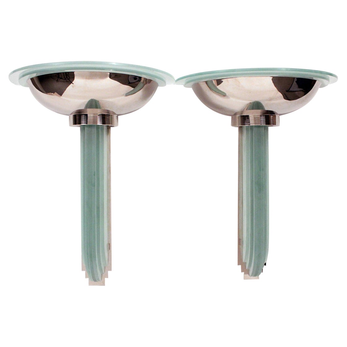 Pair of Tall Streamline Art Deco Bathroom Wall Sconces at 1stDibs
