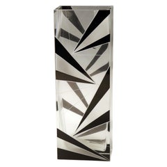 Vaso di vetro geometrico bianco e nero