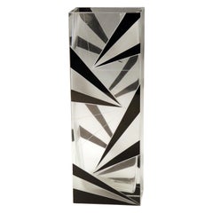 Black and White Geometric Glass Vase