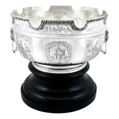 Antica ciotola Monteith in argento sterling inglese edoardiana