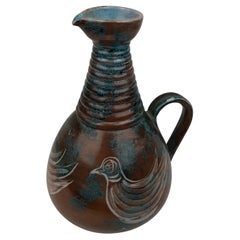 Französische glasierte Keramikvase in Ewer-Form aus der Mitte des Jahrhunderts, signiert Montgolfier