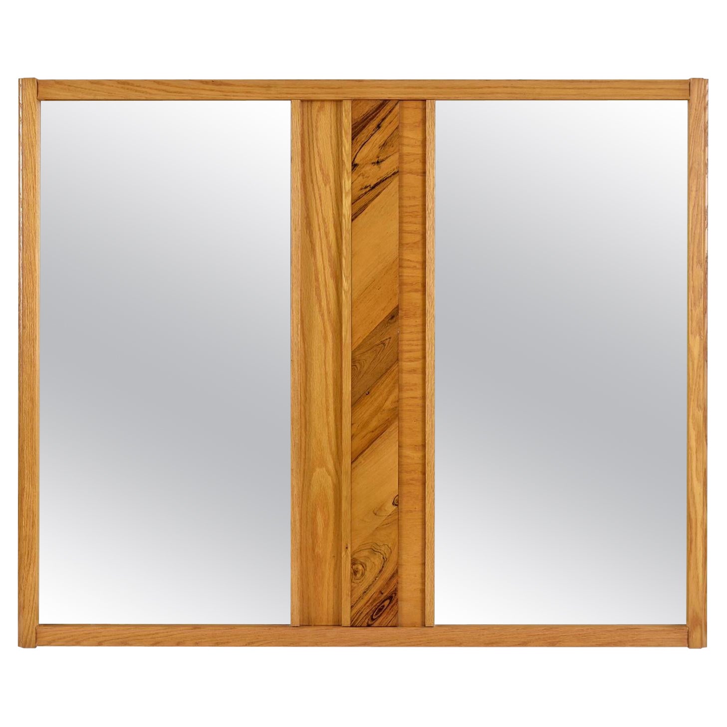 Vintage Maple Burl Walnut Rosewood and Oak Brutalist Mirror by Tabago Ltd.