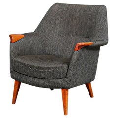 Swedish Modern Lounge Chair in Beech and Wool