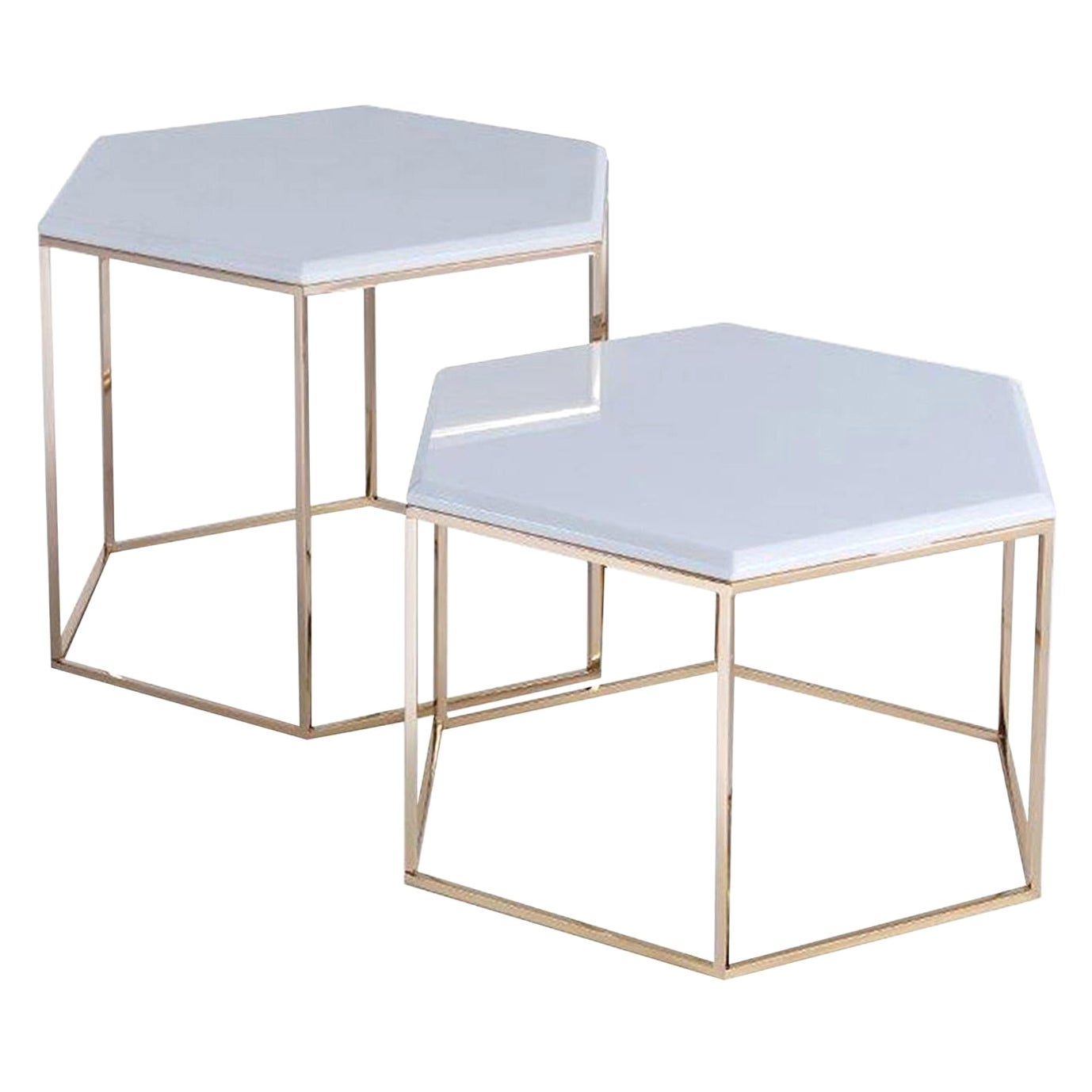 Hexagonal Set of 2 Side Tables #178 For Sale