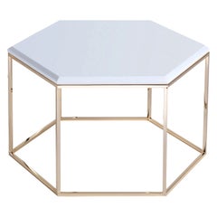 Hexagon Small Side Table with Marble top #178