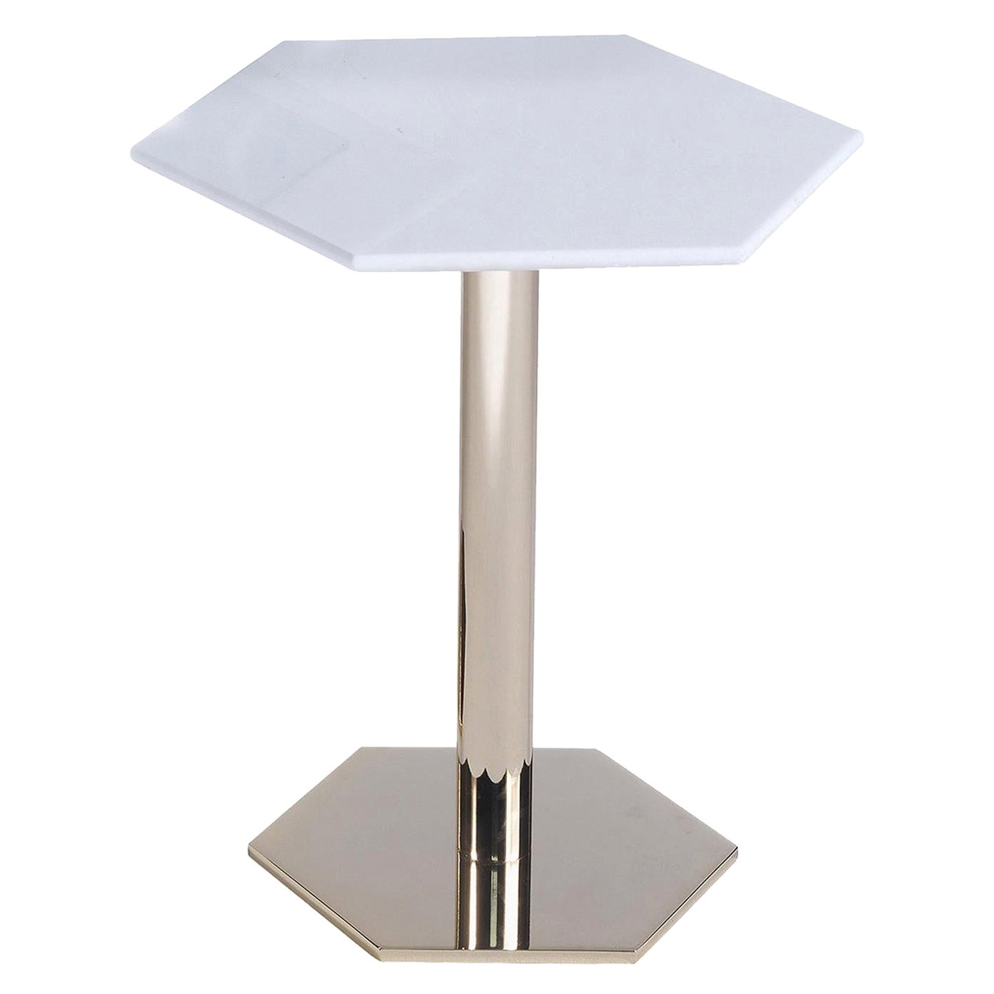 Petite table d'appoint hexagonale avec plateau en marbre n°174