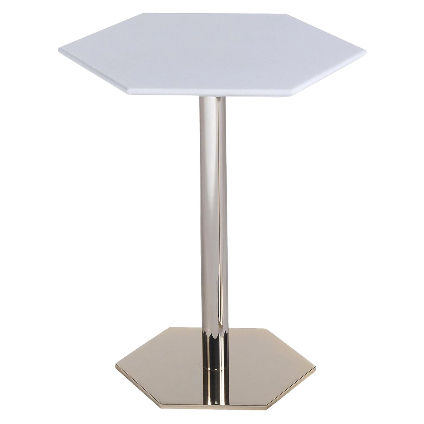 Hexagon Tall Side Table with Marble top #174