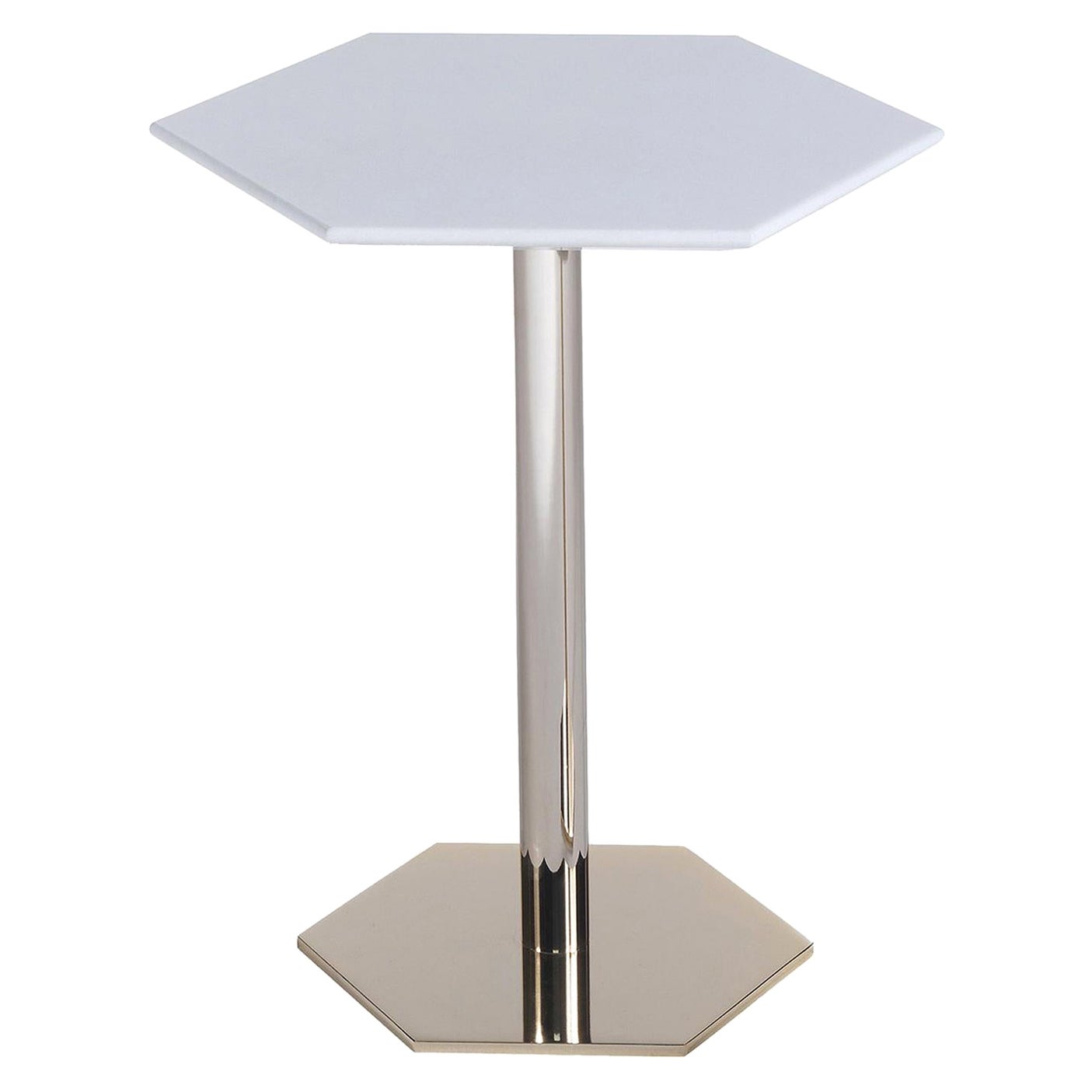 Table d'appoint hexagonale haute avec plateau en marbre n°174