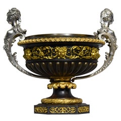 Antique 19th Century Napoleon III Bronze Parcel Gilt Urn