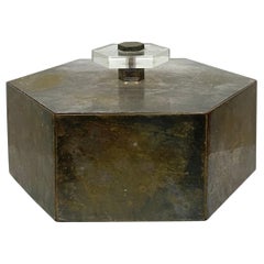 Brazilian Modern Patinated Brass and Lucite Box, 1950s