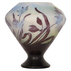 Antique French Art Nouveau Fire Polished Cameo Glass Emile Gallé Coupe Vase 1900